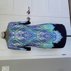 Eliza J Navy and blue/green print dress size 6
